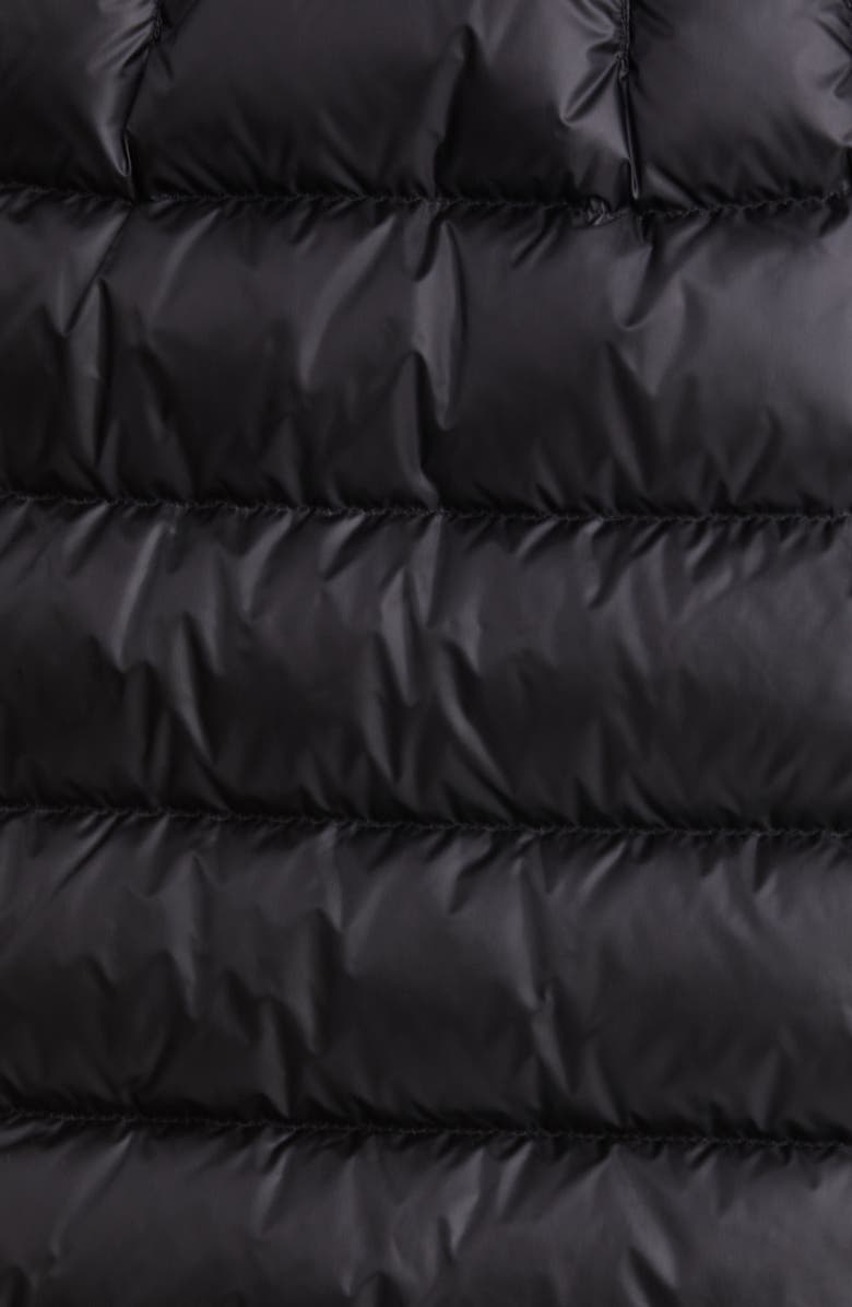 Moncler Hermine Grosgrain Trim Quilted Down Puffer Coat, Alternate, color, Black/ Black