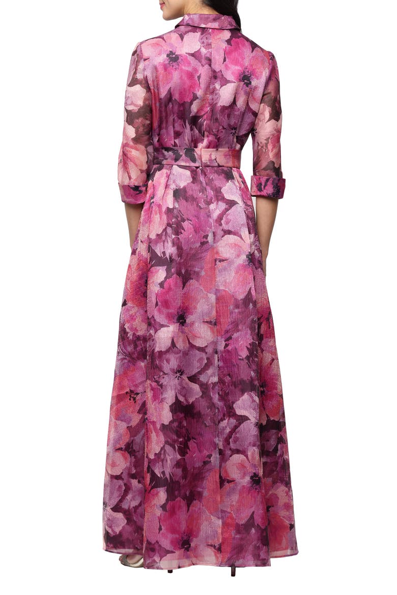 Floral Organza Ballgown, Alternate, color, DARK MAUVE