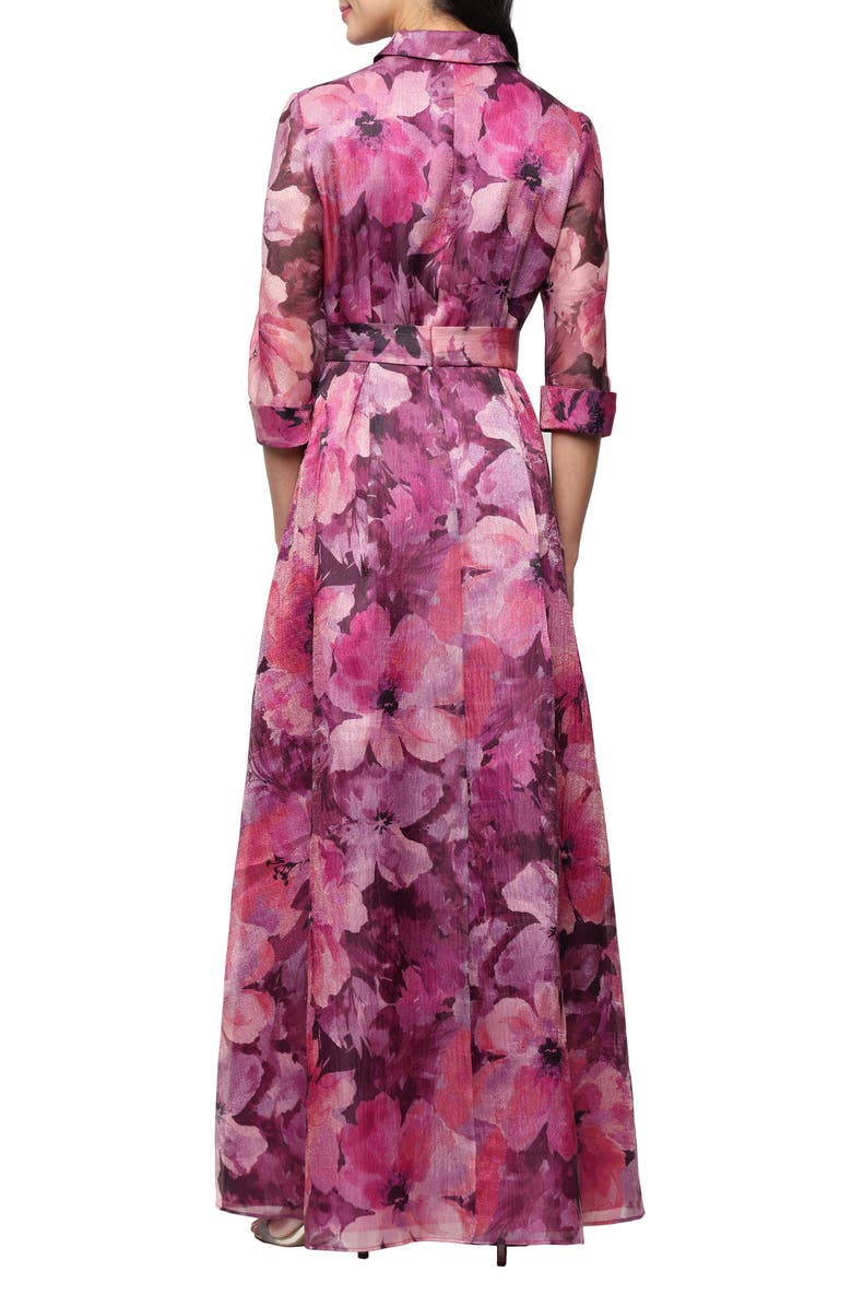 Alex Evenings Floral Organza Ballgown, Alternate, color, Dark Mauve