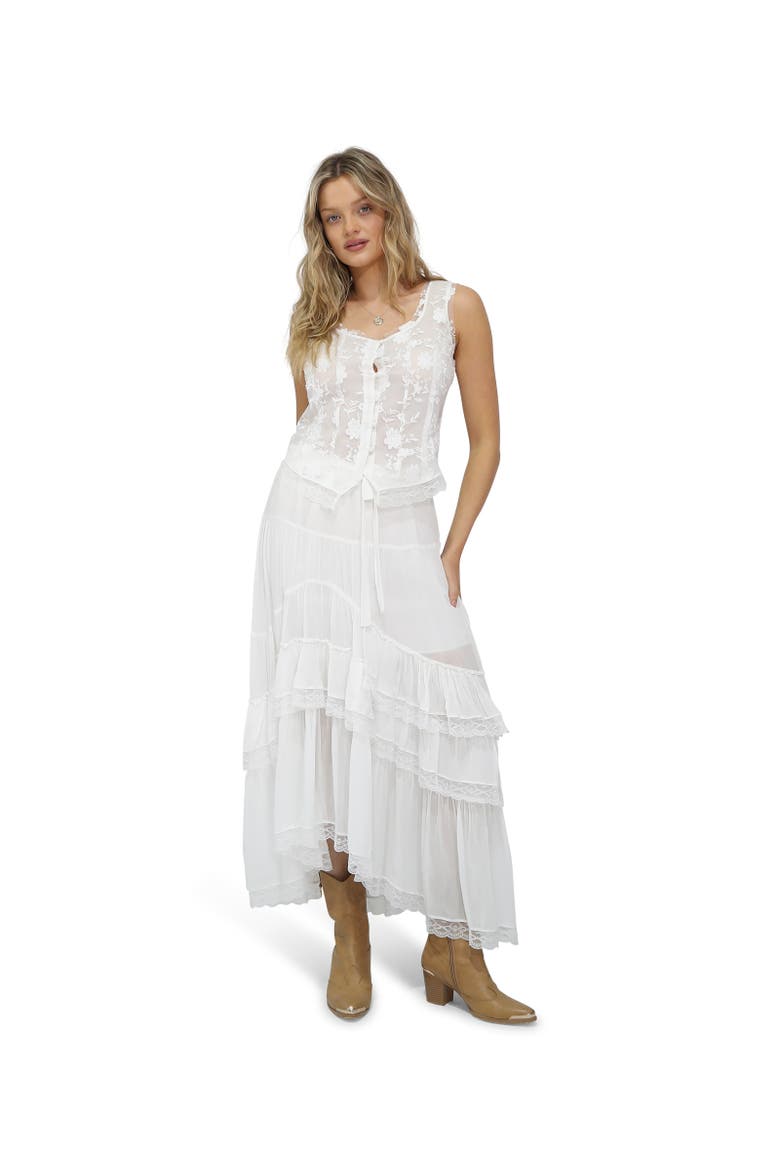 Wanderlace Ruffle Skirt, Main, color, White
