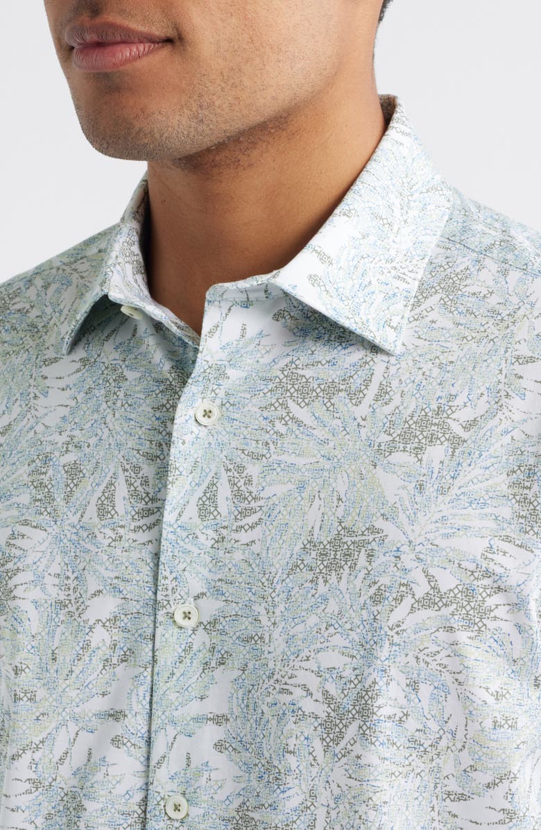 Bugatchi Miles OoohCotton<sup>®</sup> Abstract Print Short Sleeve Button-Up Shirt, Alternate, color, 