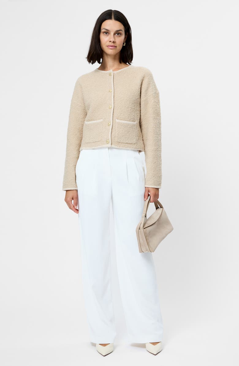French Connection Effie Bouclé Cardigan, Alternate, color, Oatmeal Melange