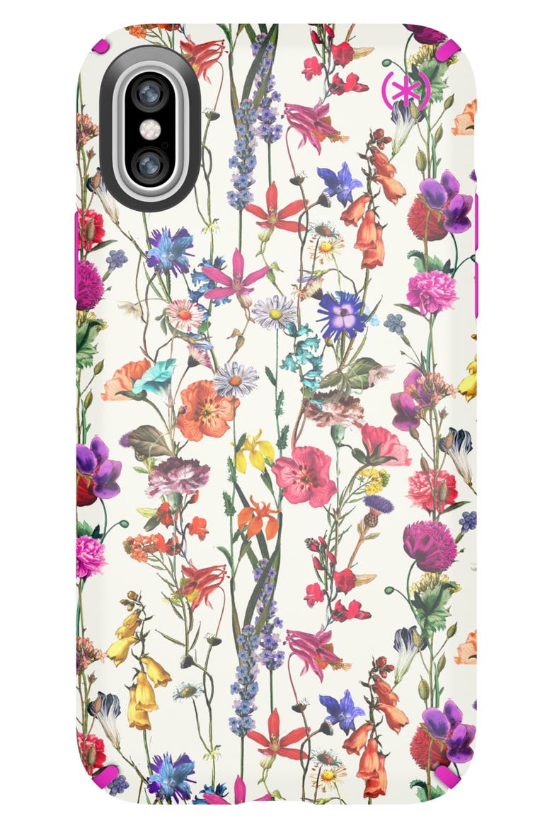 Presidio Inked iPhone X & Xs Case, Main, color, WHITEFLOWERS/ LIPSTICK PINK