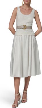 Donna Karan New York Belted A-Line Midi Dress