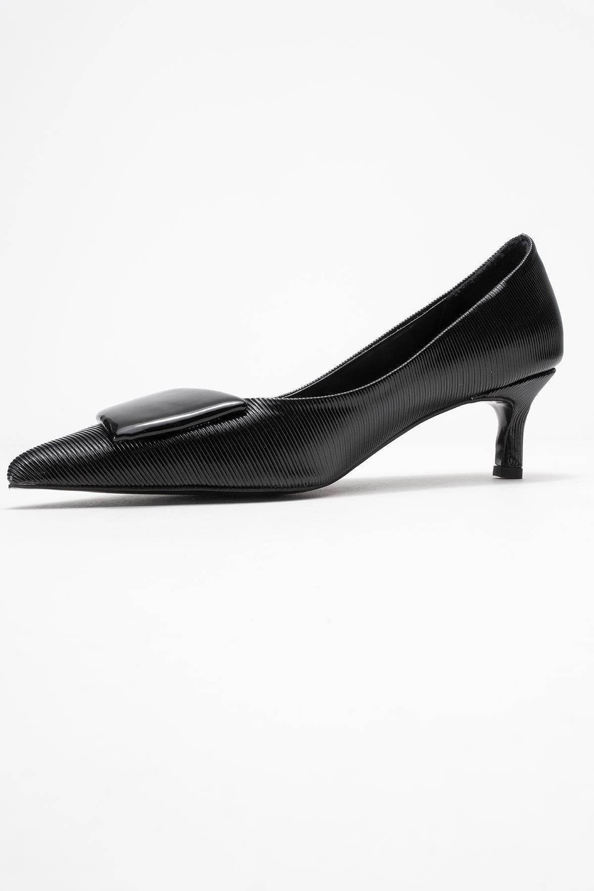 Prologue Shoes Briana Buckle Pointed Toe Pump, Alternate, color, Black