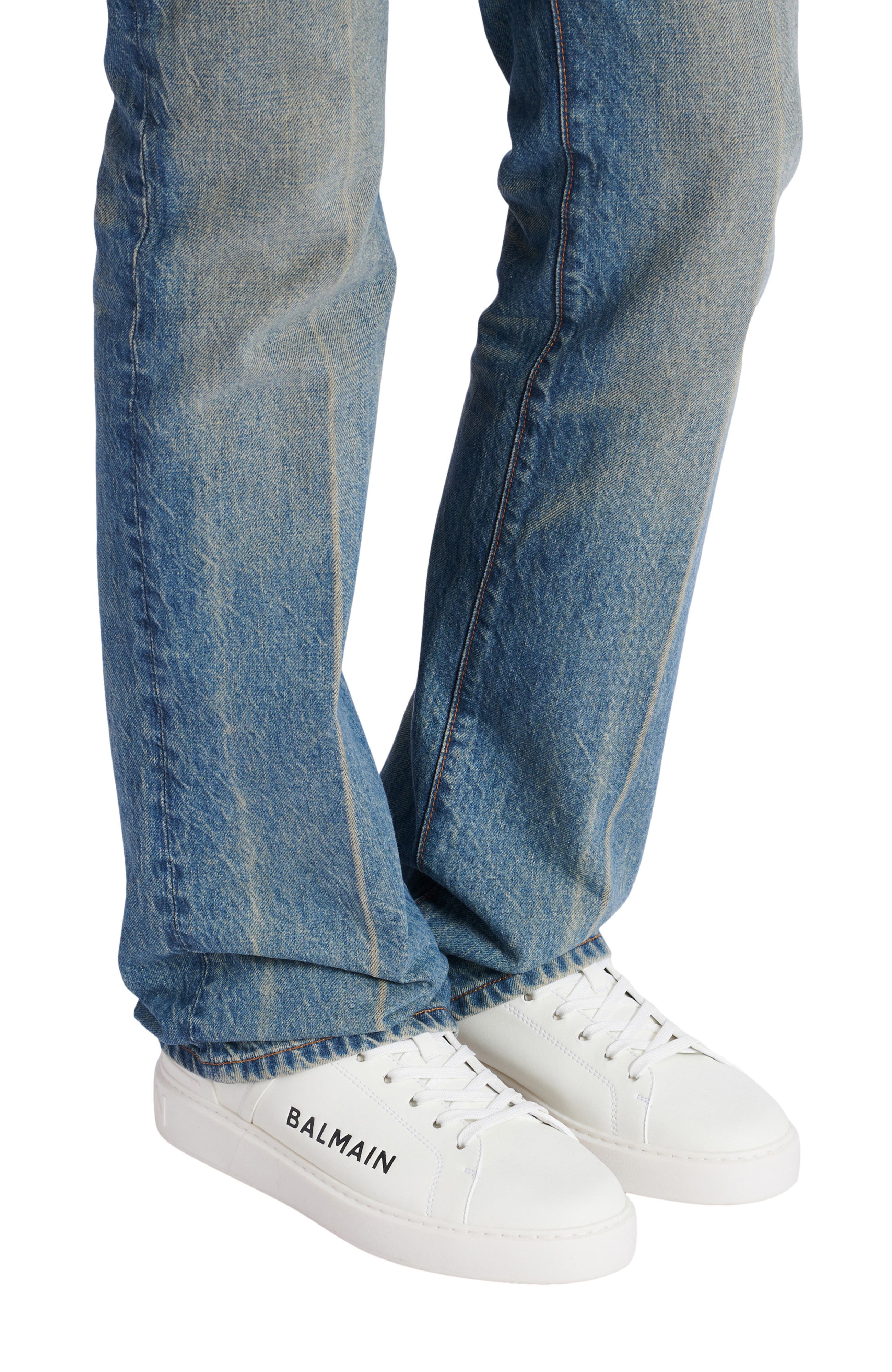 Balmain B-Court trainers in leather calfskin, Alternate, color, White