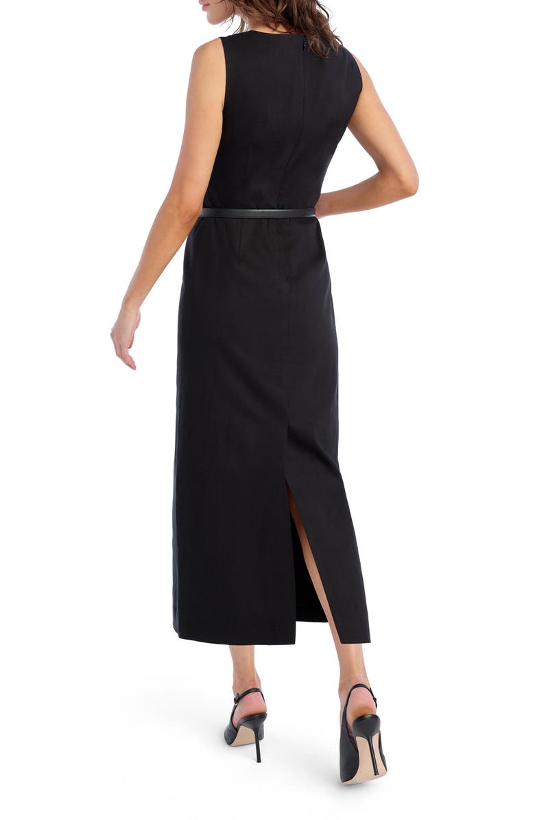Favorite Daughter The Perfect Opportunity Linen Blend Midi Dress, Alternate, color, Black