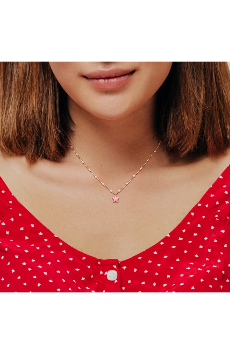 Julianna B. Enamel Star Station Necklace 14K Gold, Alternate, color, Pink
