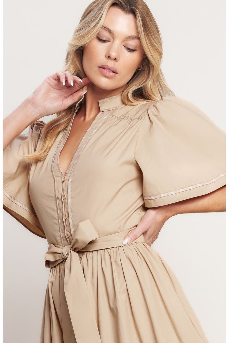 SOLID MIDI DRESS, Alternate, color, TAUPE