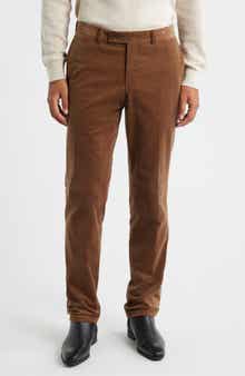 Jack Victor Palmer Brown Flat Front Cotton Stretch Corduroy Pants