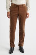 Jack Victor Palmer Brown Flat Front Cotton Stretch Corduroy Pants
