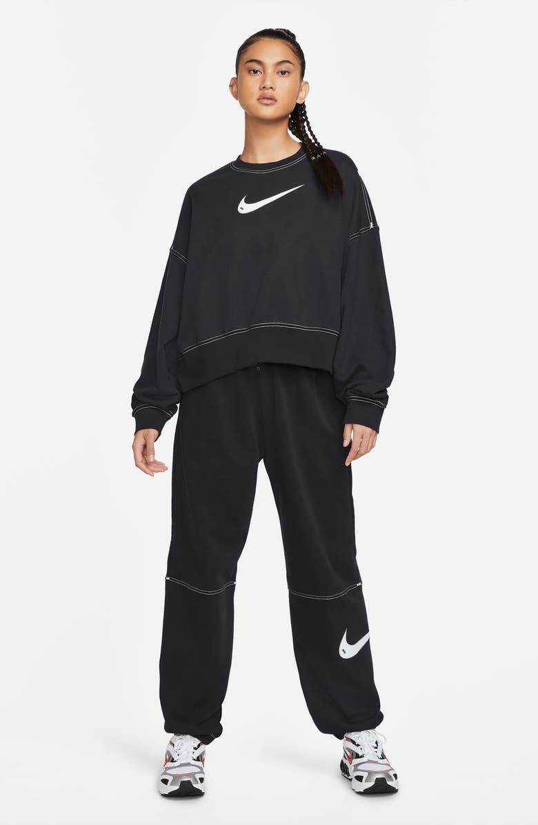 Nike Sportswear Swoosh Oversize Crop Fleece Sweatshirt, Alternate, color, 