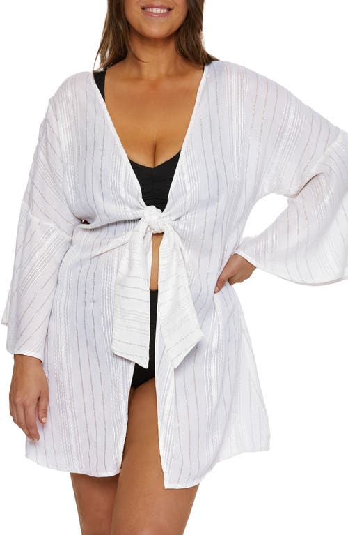 Becca Etc Plus Size Radiance Tie-front Tunic Cover-up In White