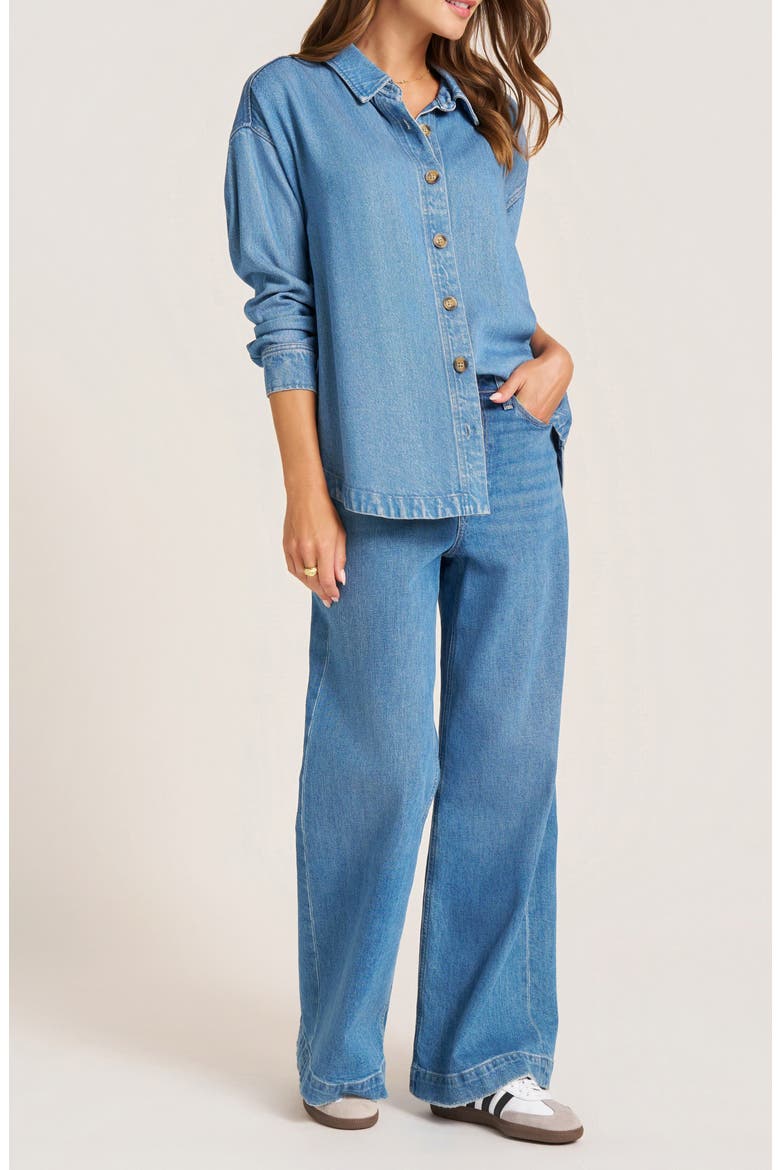 Peak View Relaxed Fit Denim Button-Up Shirt, Alternate, color, DENIM