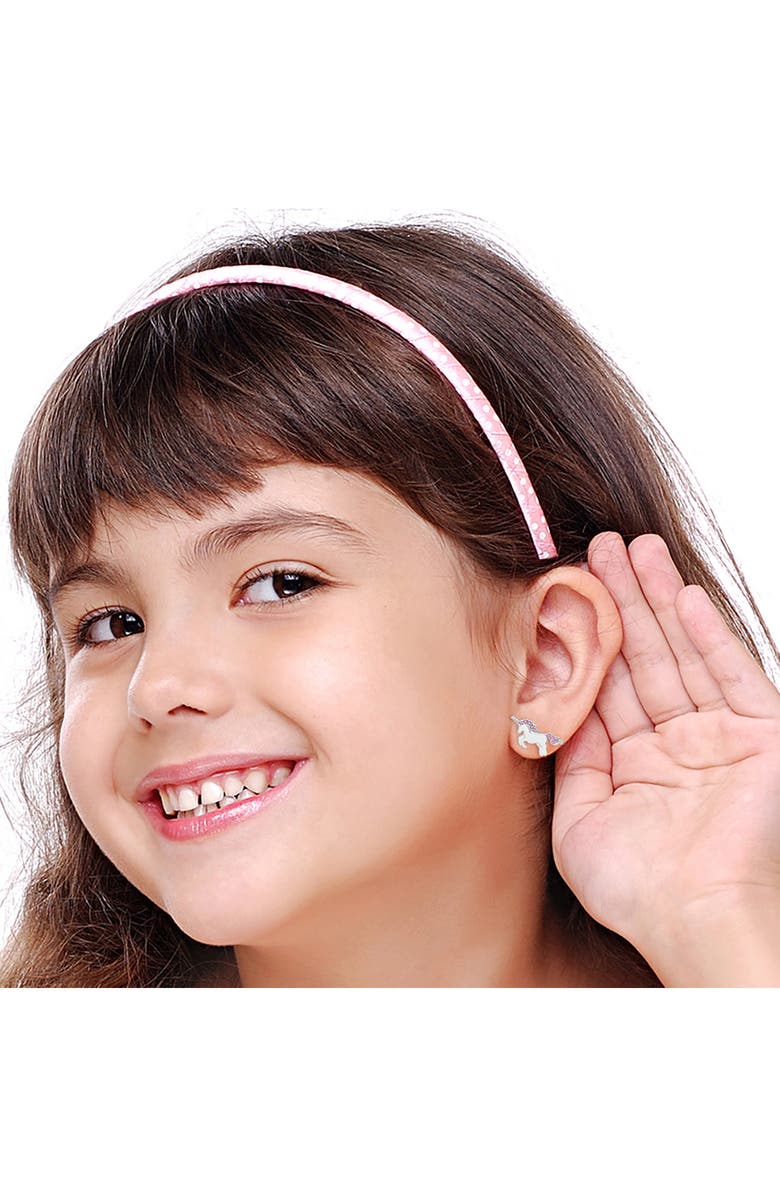 Chanteur Kids' Unicorn Stud Earrings, Alternate, color, White