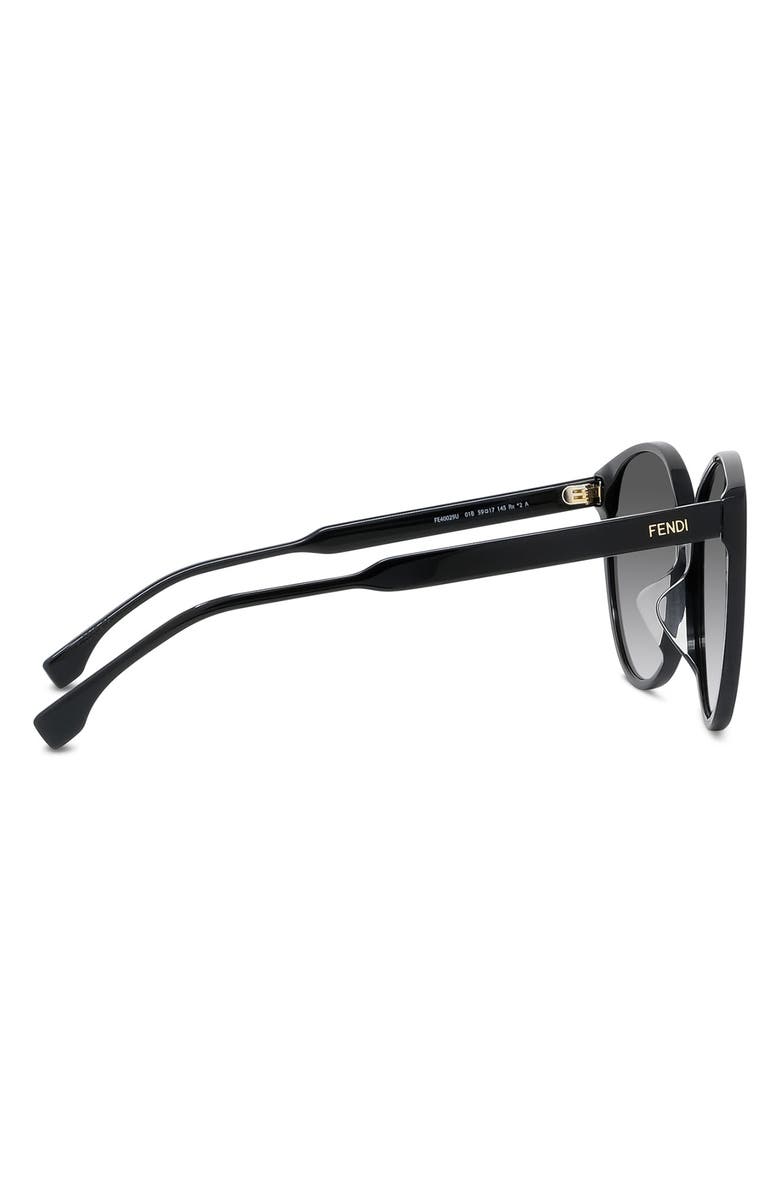 Fendi 'Fendi Fine 59mm Round Sunglasses, Alternate, color, Shiny Black / Gradient Smoke