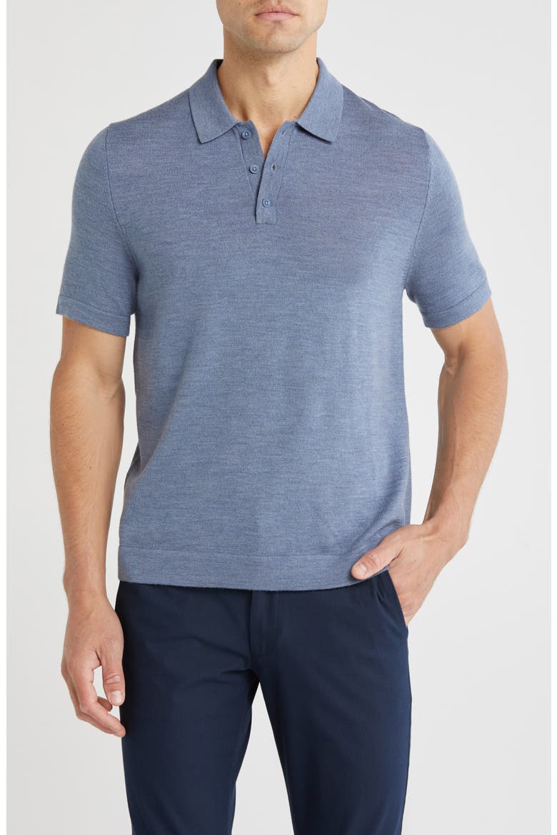 Merino Wool Polo, Main, color, GREY FOLKSTONE HEATHER