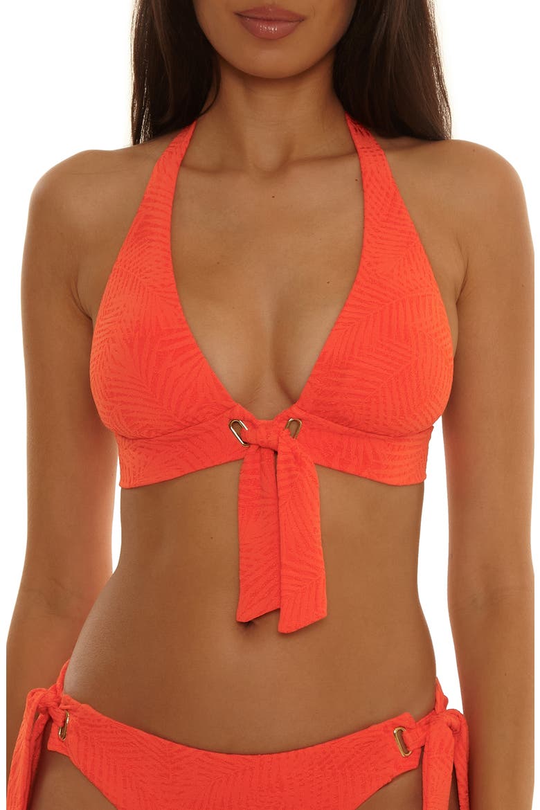 Golden Oasis Jacquard Bikini Top, Main, color, HEAT