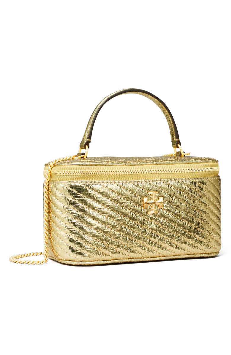 Tory Burch Kira Metallic Moto Quilted Leather Vanity Train Case, Alternate, color,