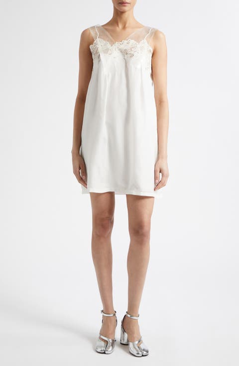 Lace Trim Silk Slipdress