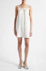 Maison Margiela Lace Trim Silk Slipdress