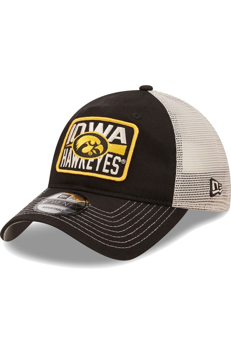 New Era Men's New Era Black/Natural Iowa Hawkeyes Devoted 9TWENTY Adjustable Hat, Main, color,