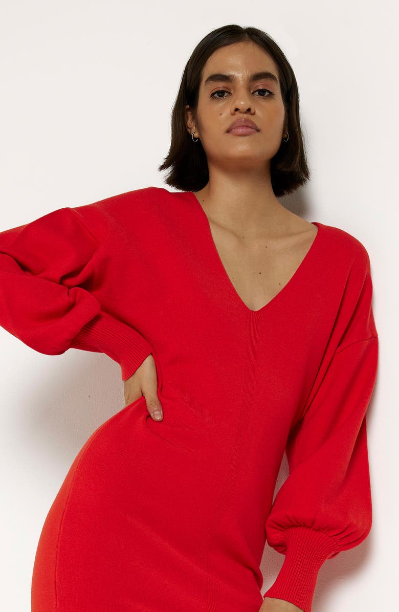 River Island '80s Long Sleeve V-Neck Sweater Dress | Nordstrom