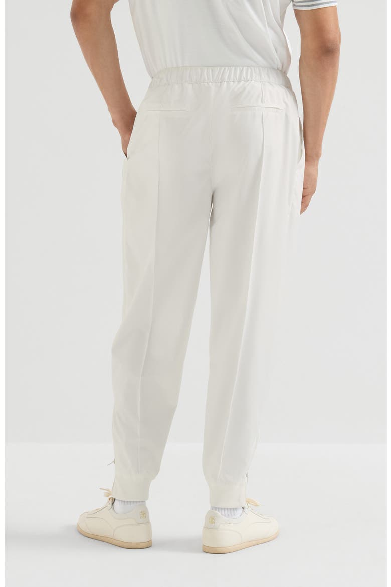 Nylon trousers with tabbed waistband, Crête detail and elasticated zipper cuffs, Alternate, color, White