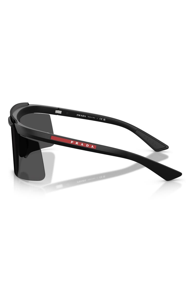 Prada Linea Rossa 140mm Rectangular Shield Sunglasses, Alternate, color, Matte Black / Dark Grey