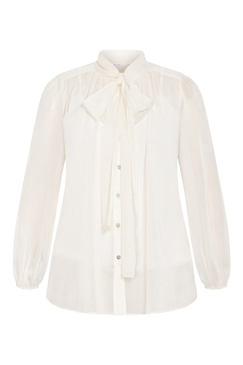 Seline Tie Neck Chiffon Shirt, Alternate, color, CREAM