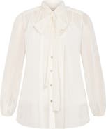 City Chic Seline Tie Neck Chiffon Shirt