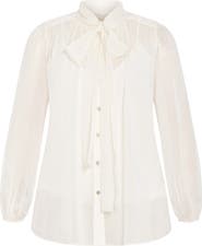 City Chic Seline Tie Neck Chiffon Shirt