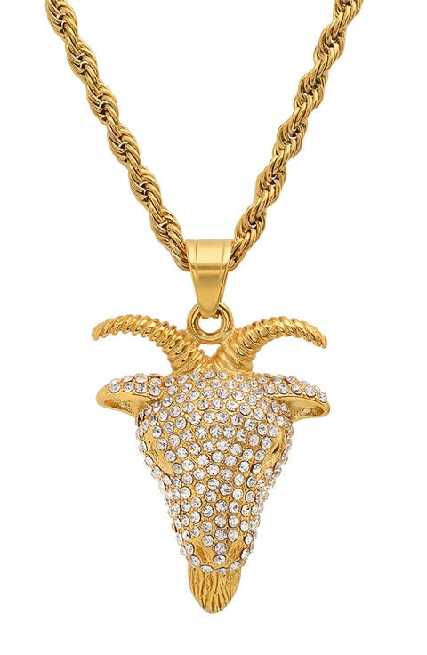 Men's Ram Pendant Rope Chain Necklace