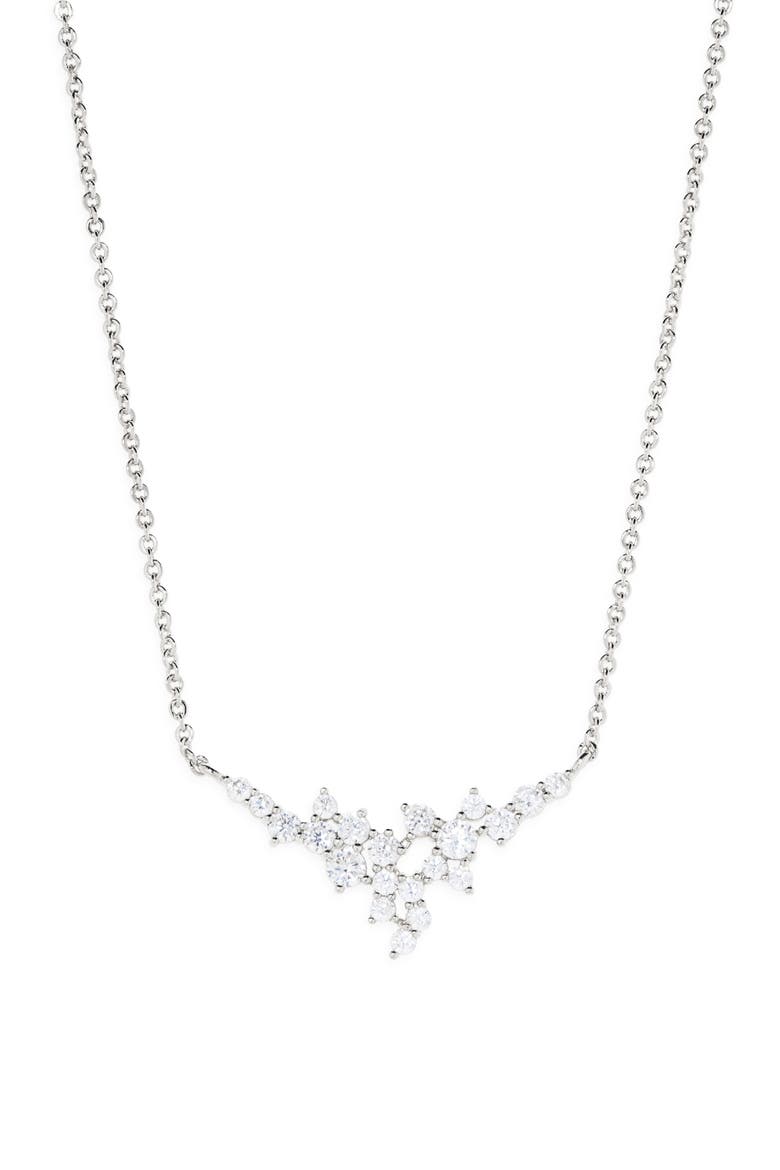 Cluster CZ Necklace, Main, color, CLEAR- SILVER