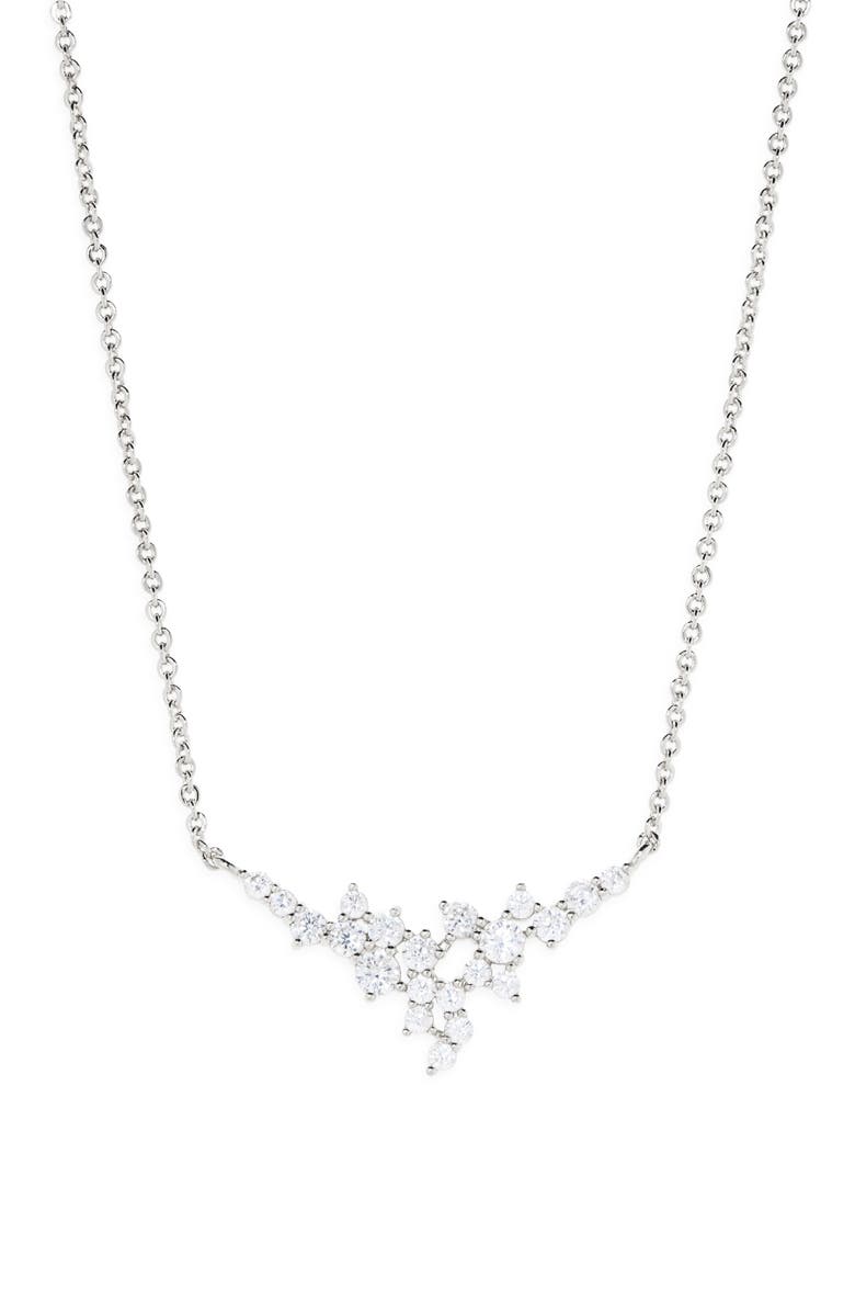 NORDSTROM RACK Cluster CZ Necklace, Main, color, Clear- Silver