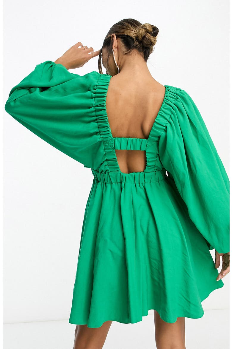 Structured Long Sleeve Minidress, Alternate, color, MEDIUM GREEN