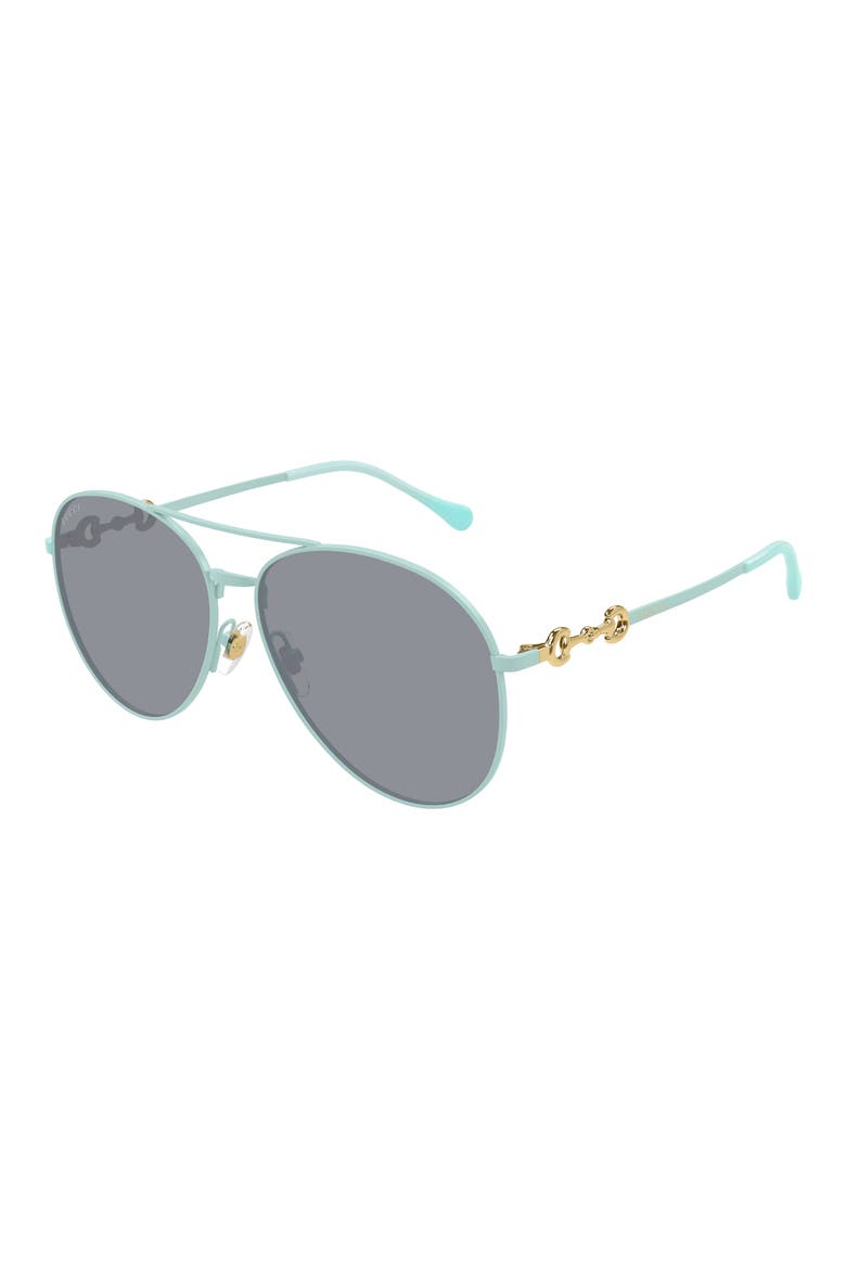 60mm Pilot Sunglasses, Alternate, color, GREEN