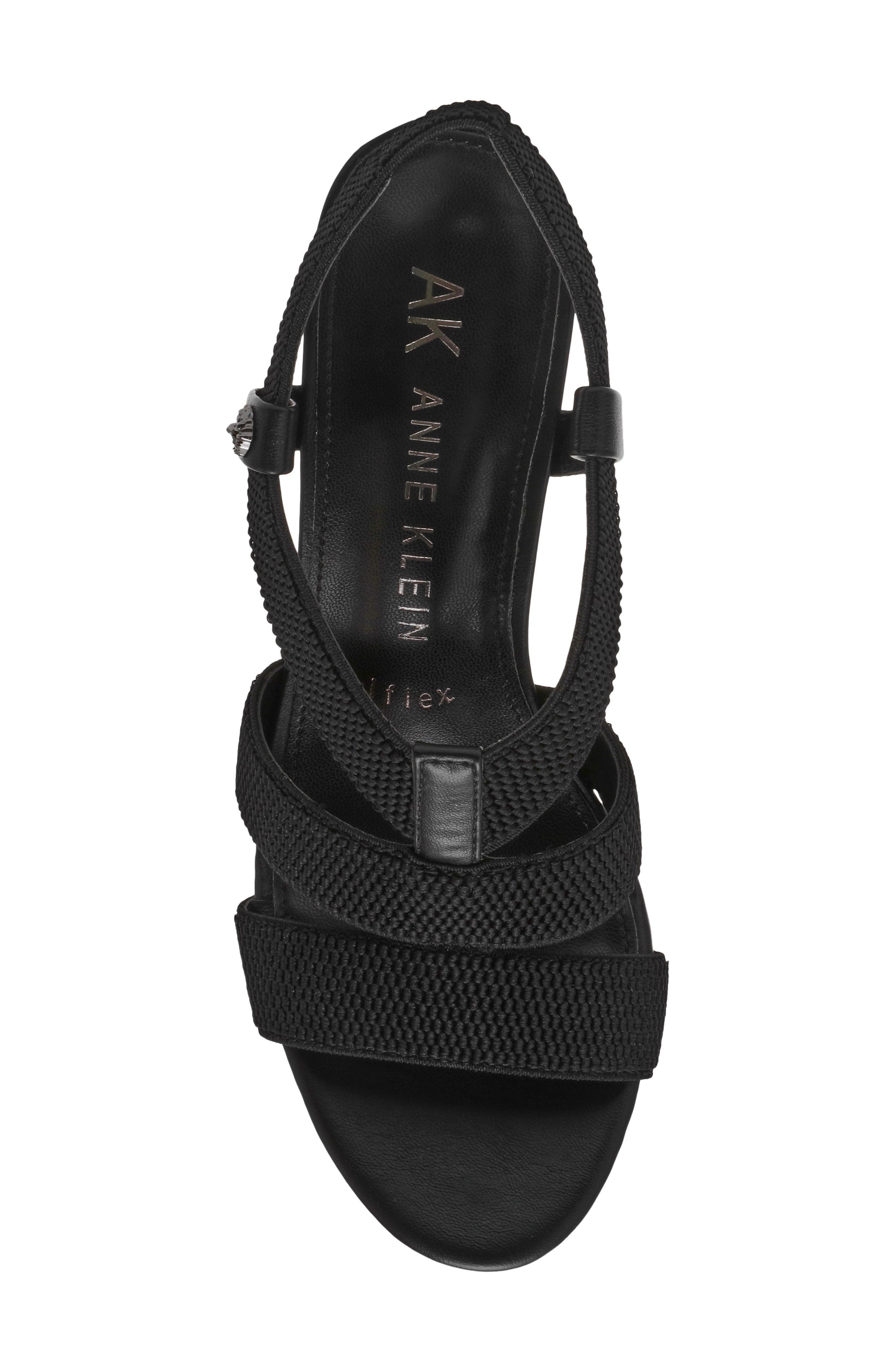Anne Klein Robenia Woven Banded Block Heel Sandal, Alternate, color, Black
