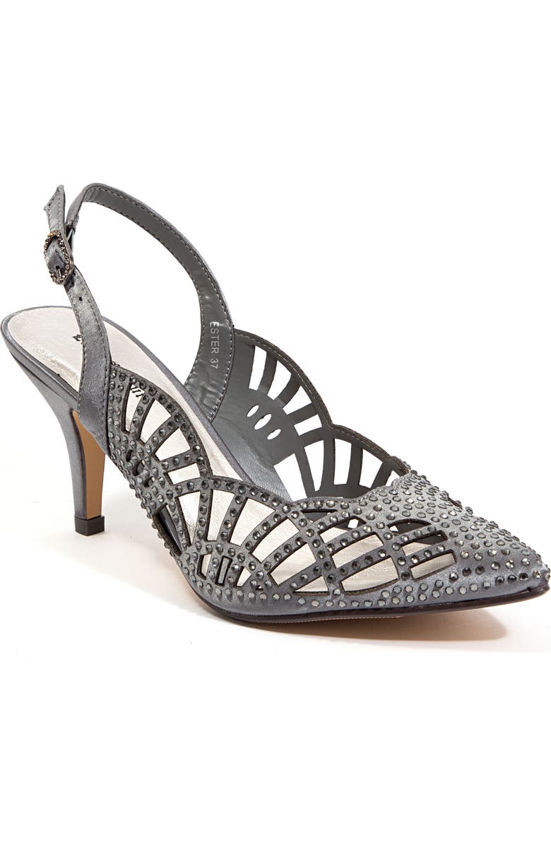 LADY COUTURE Rhinestone Slingback Pump, Main, color, Pewter