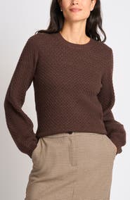 Halogen® Honeycomb Stitch Puff Sleeve Sweater