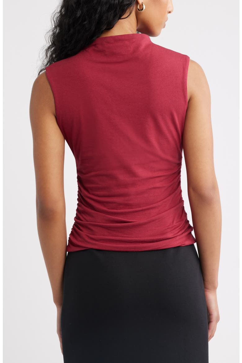 Mock Neck Ruched Tank, Alternate, color, RED RUMBA