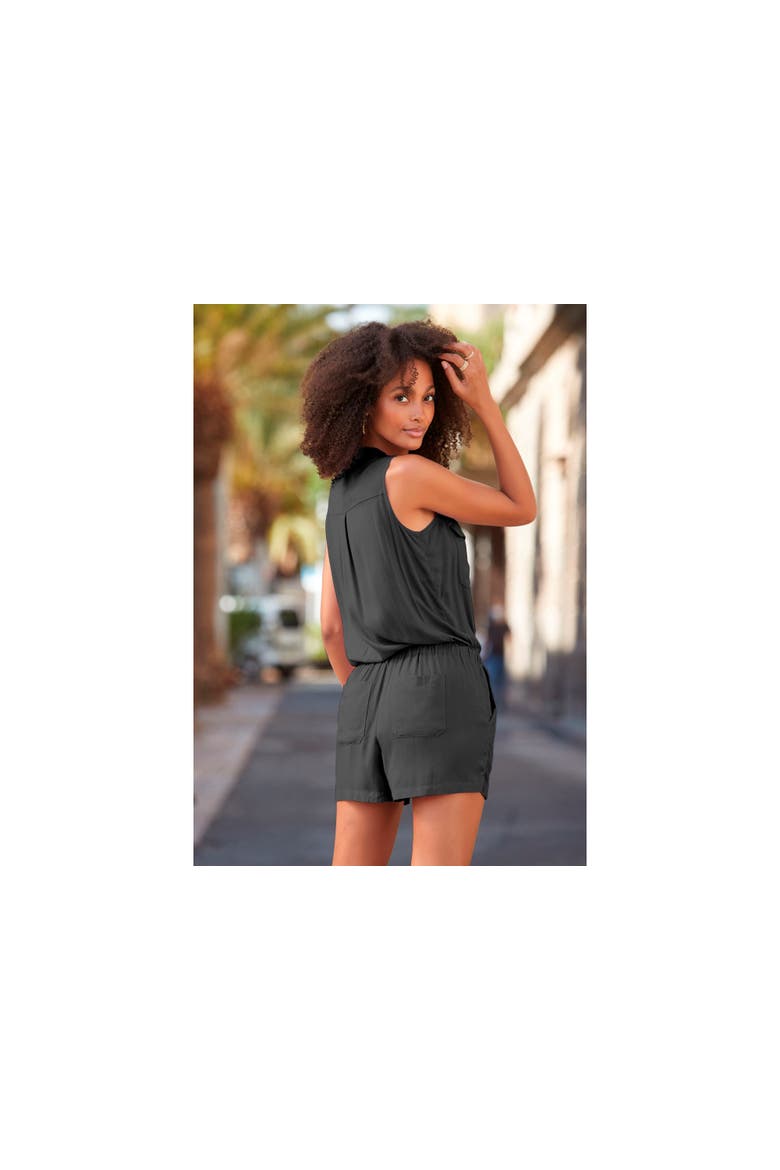 Sleeveless Drawstring Romper, Alternate, color, Black