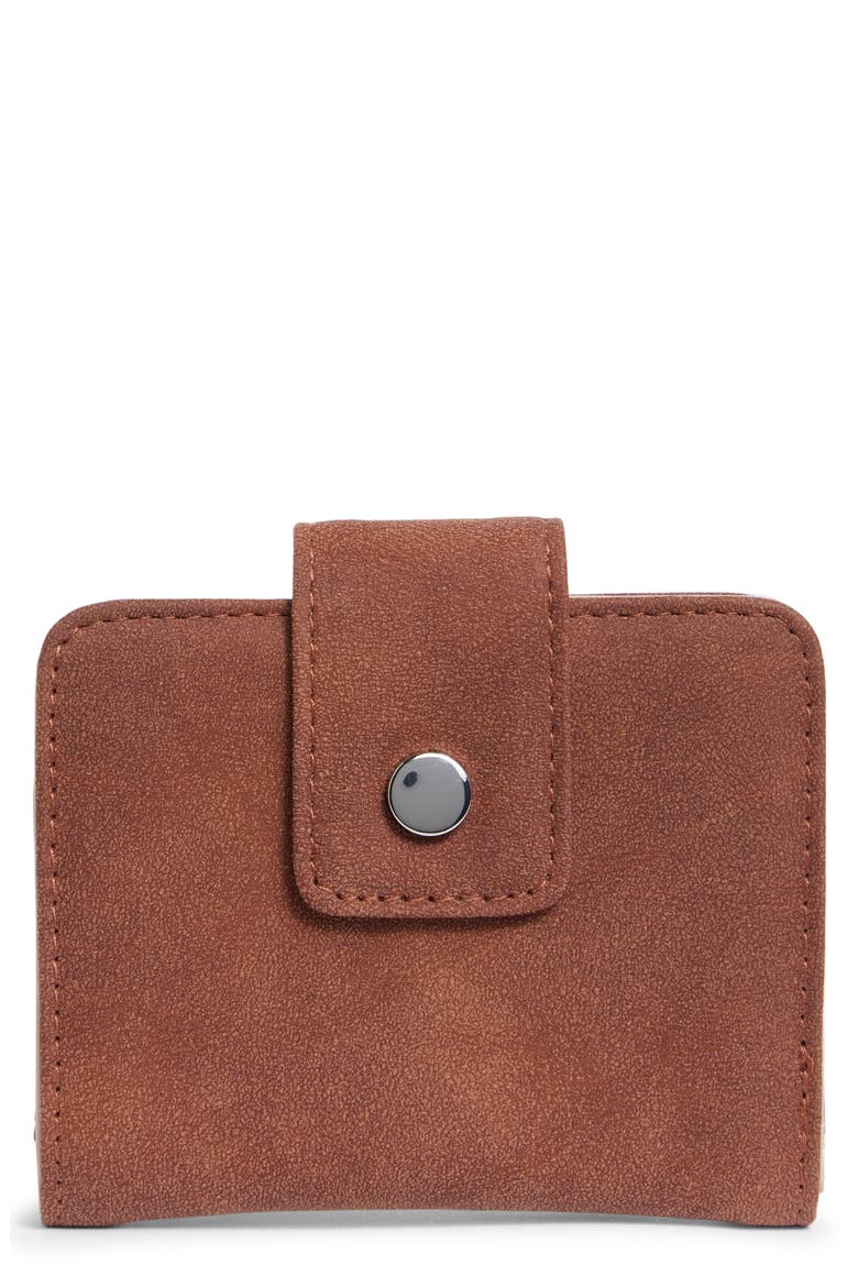Pixie Faux Suede Bifold Wallet, Main, color, COFFEE SUEDE