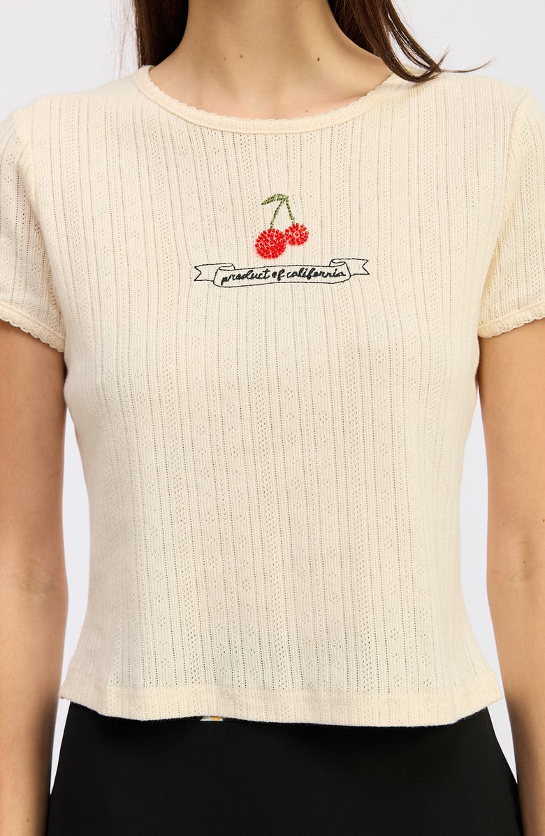 JACQUIE THE LABEL Cerise Pointelle Top, Alternate, color, Yellow Red