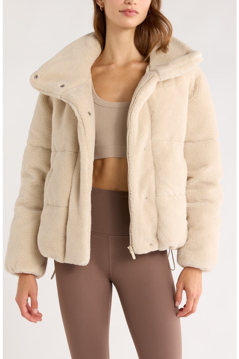 Faux Shearling Puffer Jacket, Main, color, BEIGE SEASHORE