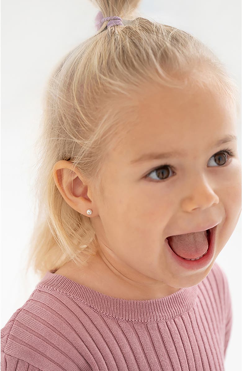 In Season Jewelry 14k Simulated Pearl and Cubic Zirconia Earrings, Alternate, color, Gold