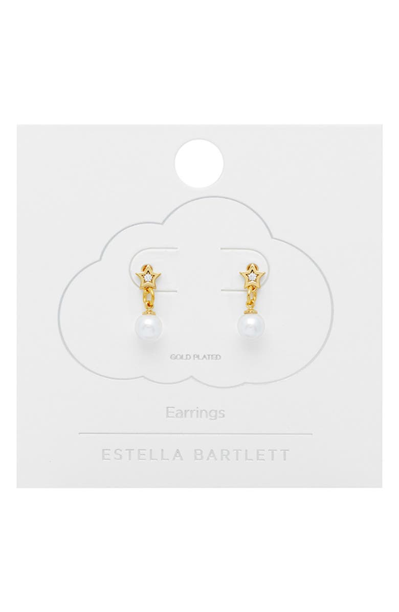 Estella Bartlett Star & Faux Pearl Drop Earrings, Main, color, Gold