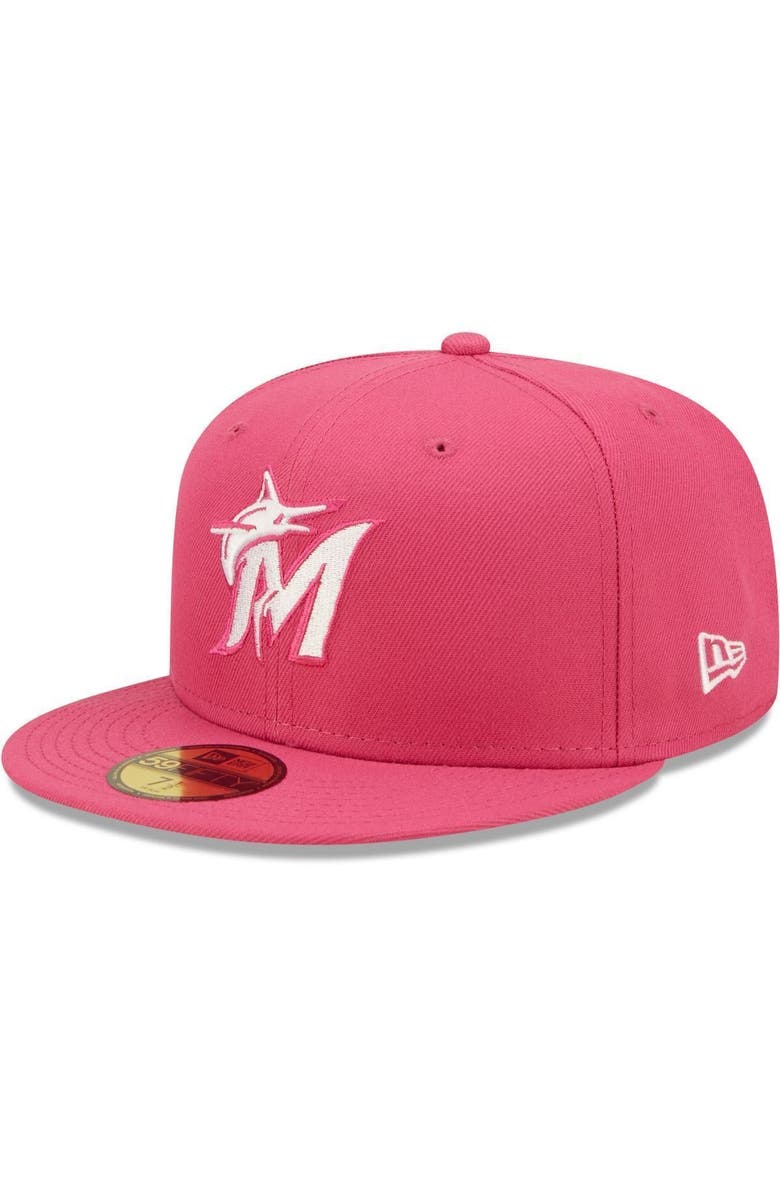 New Era Men's New Era Beetroot Miami Marlins Logo 59FIFTY Fitted Hat, Main, color, 