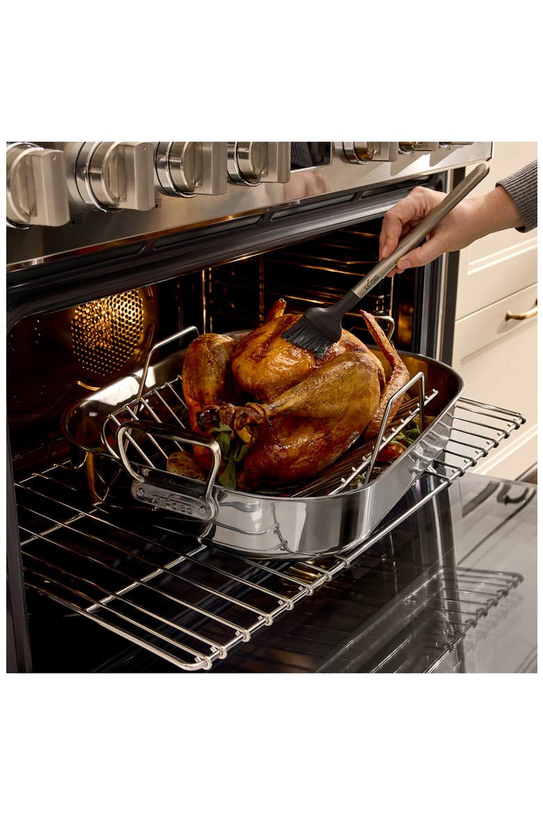 Extra Large Stainless Steel Roaster with Rack, Alternate, color, SILVER