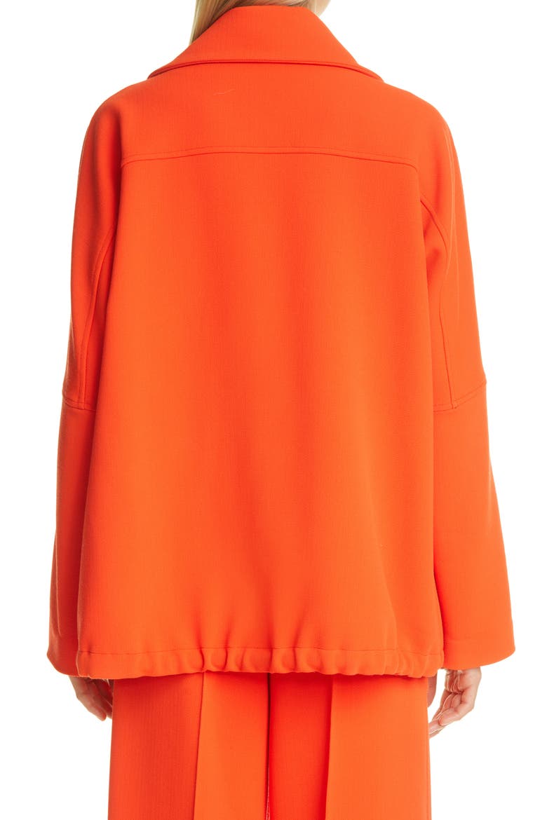 Zip Front Drawstring Hem Wool Jacket, Alternate, color, BRIGHT ORANGE